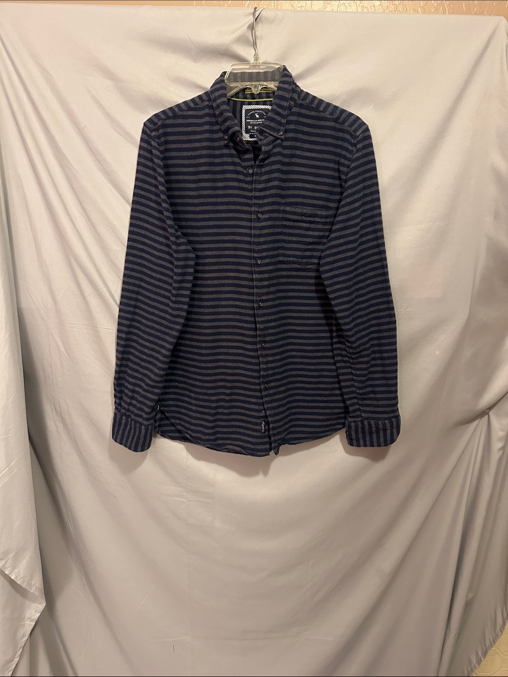Striped Navy Long-Sleeve Button-Down Shirt